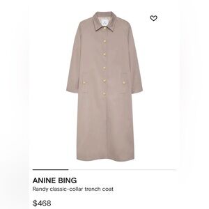 Anine Bing Trench Coat - NWT size Small